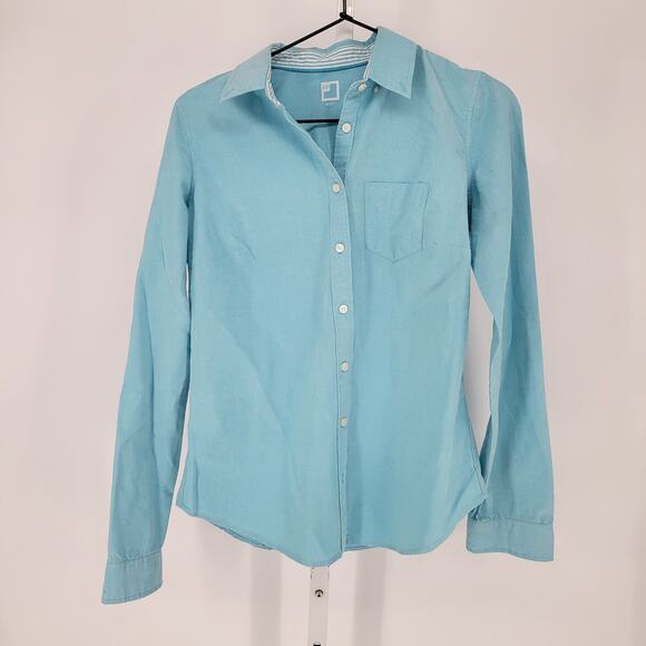 JCP Womens Sz S Long Sleeve Button Up Blouse Robins Egg Blue JCPenny - Picture 1 of 4